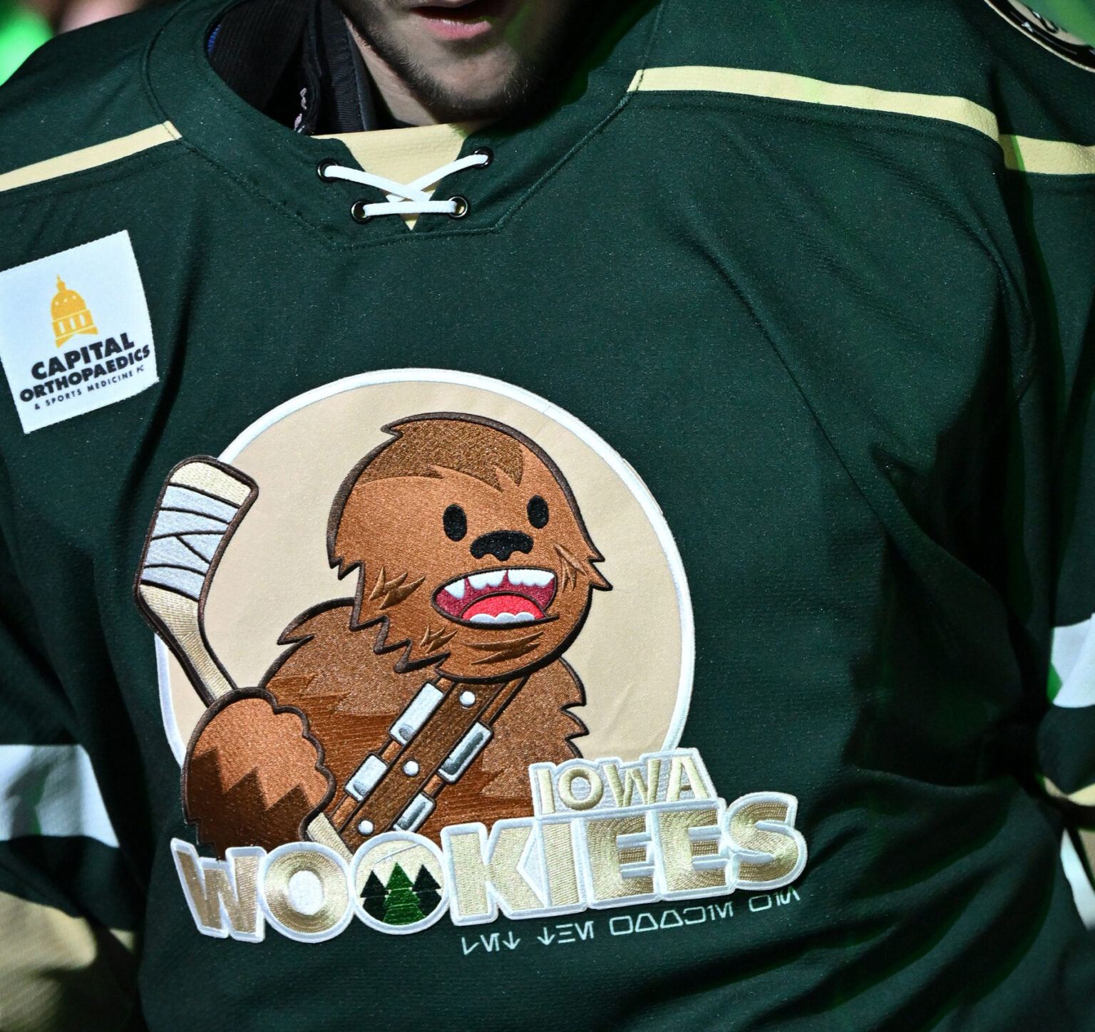 Iowa Wild Hockey Jerseys and Shirts Feature Ubiquitous Wookiee Typo